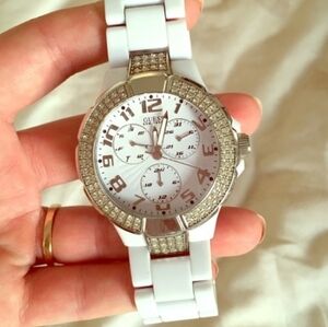 Guess White and Silver Kids Watch